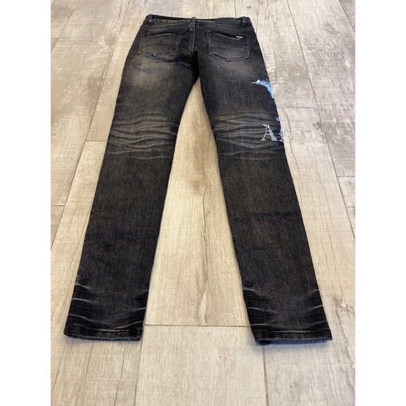 Amiri Mens Black Denim Angel Embroidered Slim Fit Jeans Size 28 - Picture 5 of 10